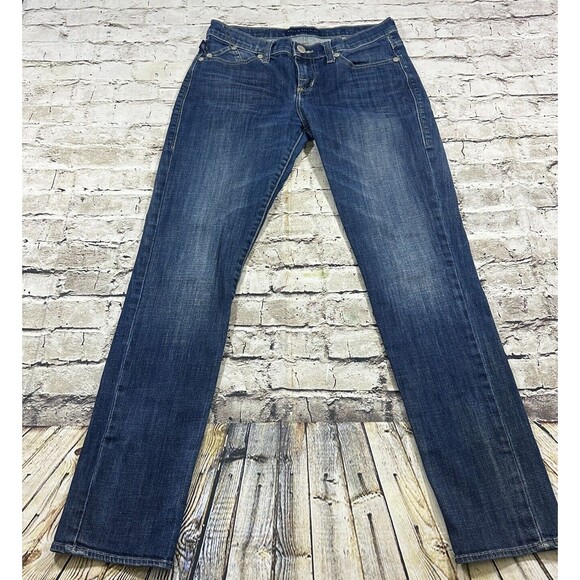 Rock & Republic Jeans Womens 10 Blue Berlin Mid-rise Straight Slim Stretch Denim - Picture 2 of 13